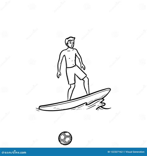 Male Surfer Cartoon Vector Color Illustration