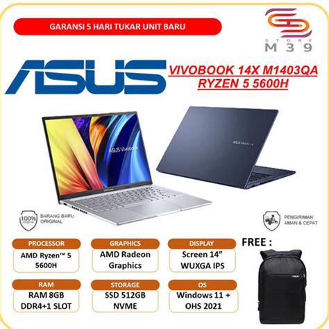 Jual ASUS VIVOBOOK 14X M1403QA VIPS551 AMD RYZEN 5 5600H RAM 8GB SSD