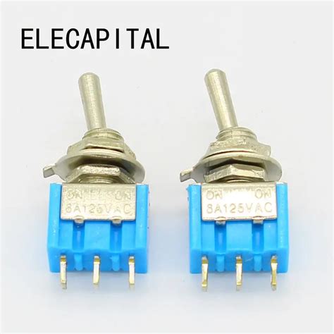 5pcs Mini MTS 102 3 Pin SPDT ON ON 6A 125VAC Miniature Toggle Switches