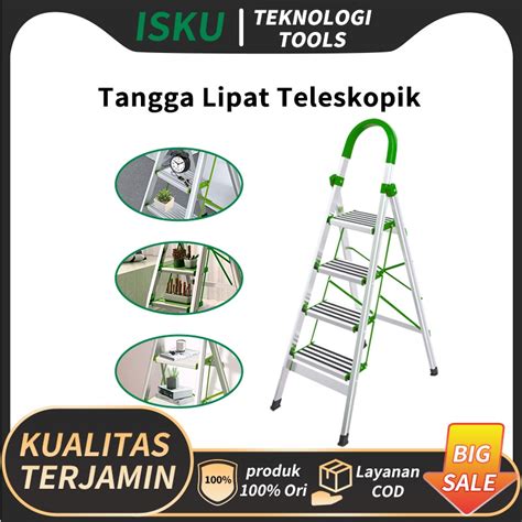 Jual ISKU Tangga Lipat Multifungsi Rumah Aluminium 3 4 5 6 Step Tangga