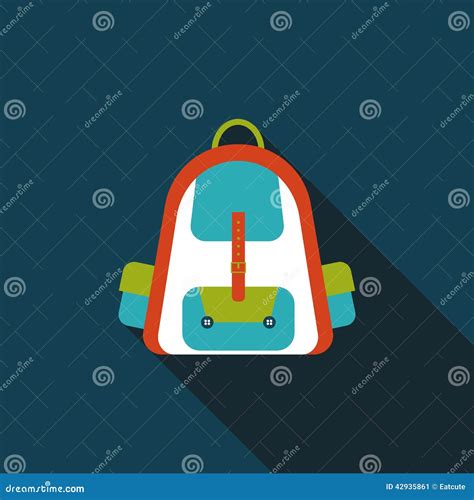 Backpack Flat Icon With Long Shadow Stock Vector Illustration Of Flat