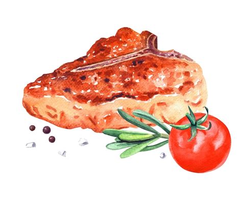 Steak De Boeuf Grill Au Romarin Champignons Et Tomate Illustration