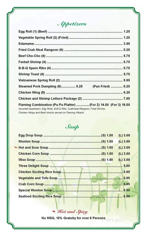 Asian Garden Buffet Menu Fasci Garden