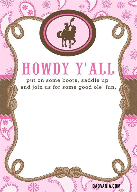 Nice Free Cowgirl Birthday Invitations Cowgirl Birthday Invitations