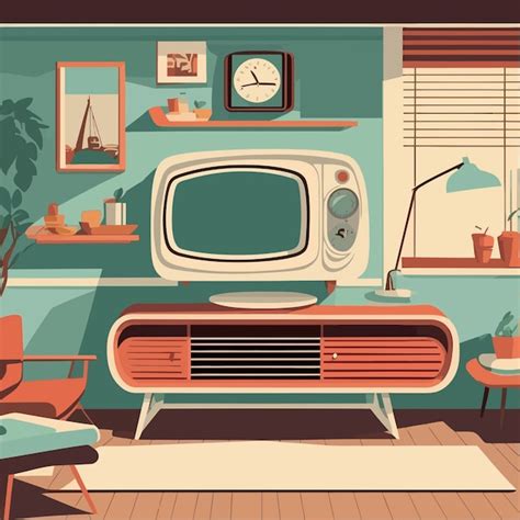 Ilustraci N Decoraci N De La Sala De Televisi N Vector Premium