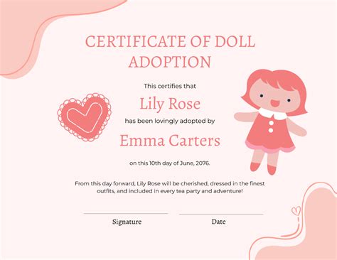 Free Simple Adoption Certificate Template To Edit Online