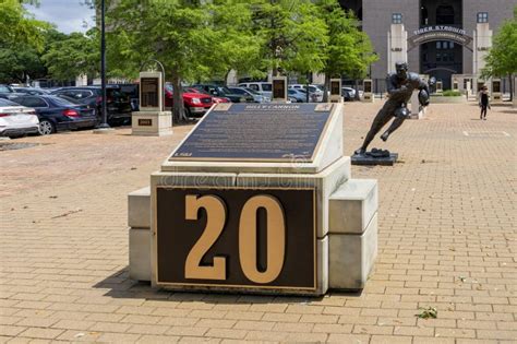 A Monument And Statue Of The Lsu College Football Player Billy Cannon