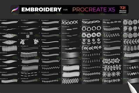 Free Download 72 Faux Embroidery Procreate Brushes Procreate Brushes