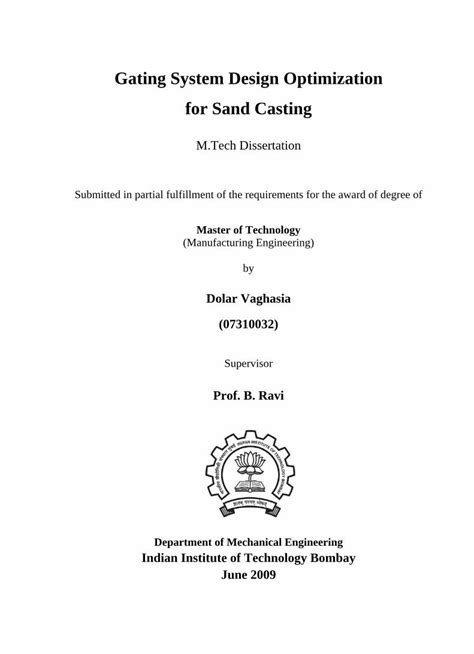 PDF Gating System Design Optimization For Sand Castingefoundry Iitb