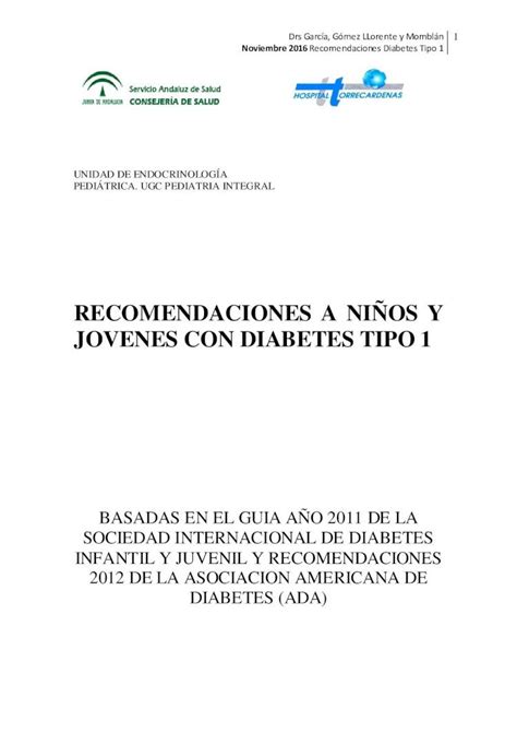 Pdf Recomendaciones A Ni Os Y Jovenes Con Diabetes