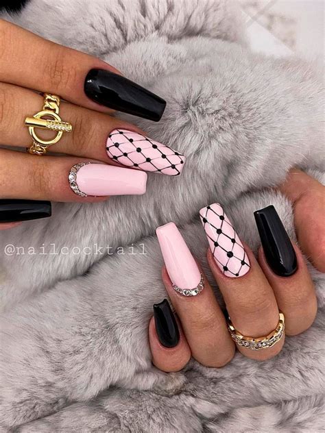 Acrylic Nail Ideas Coffin Shape Black Fairouziatbeats