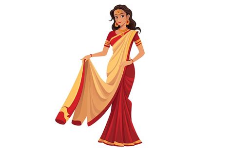 Premium Photo Indian Woman In Traditional Saree Flat Design Vector On