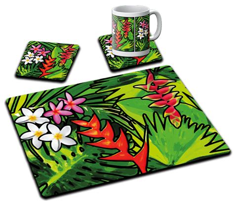 Bora Bora Placemats And Drink Cork Coasters Bloomtiles