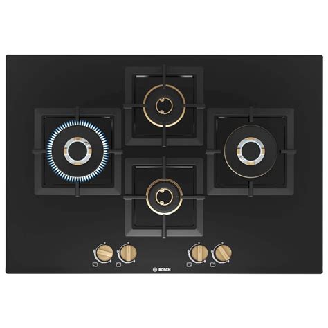 Buy Bosch Built In Gas Hob Black Tempered Glass Glass 4 Burner Auto Ignition 75 Cm True Brass 2D ...