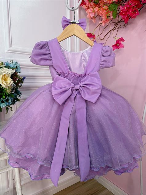 Vestido Infantil Lil S C Aplique Borboleta P Rola Glitter Rosa