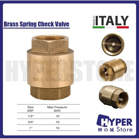 Italy York Brass Spring Check Valve Non Return Valve Foot Valve Injap Sudut 12 And 34