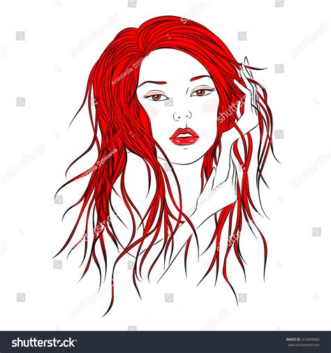 Beautiful Girl Red Hair Vector Illustration Stock Vector Royalty Free