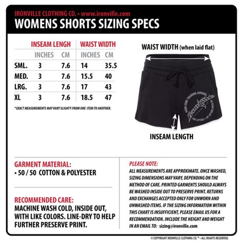 Women's Shorts Size Chart - Size-Chart.net