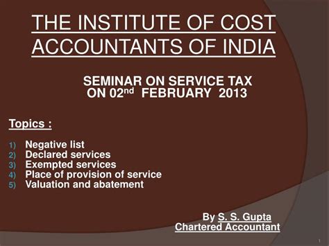 Ppt The Institute Of Cost Accountants Of India Powerpoint