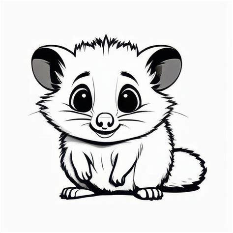 Possum Outline Black And White Cute Coloring Book Premium Ai