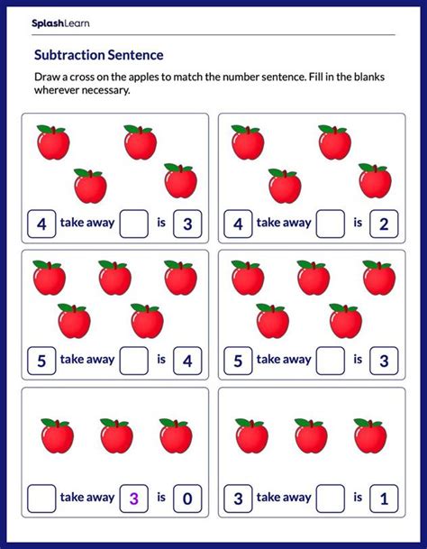 Represent Subtraction Sentences Math Worksheets Splashlearn