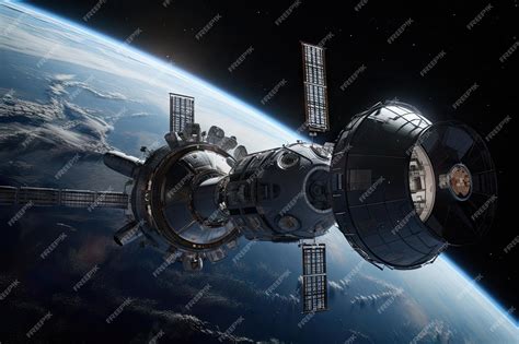 premium ai image  view   orbital space station  earth