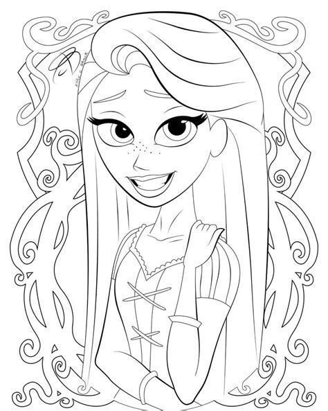 Tangled Coloring Pages Rapunzel Disney