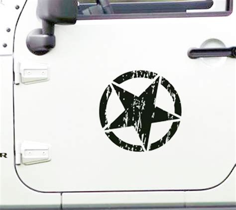 Jeep Wrangler Distressed Army Star Vinyl Decal Sticker