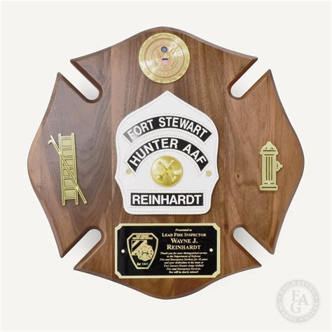 14 X 14 Genuine Walnut Firefighter Maltese Shield Plaque Engraving