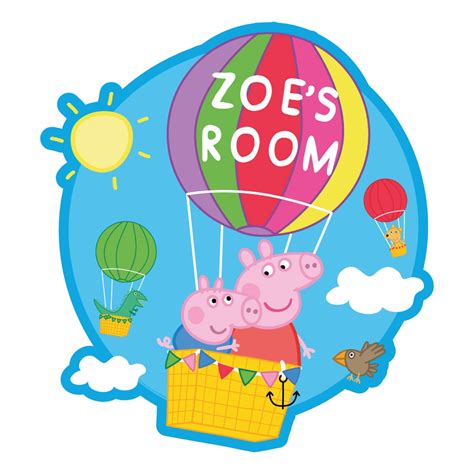 Peppa Pig Wall Sticker Peppa And George Hot Air Balloon Personalised