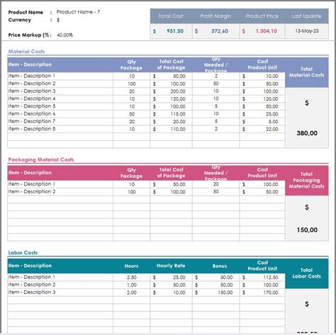 Product Pricing Calculator Excel Template Product Pricing And Profit Margin Calculator Template