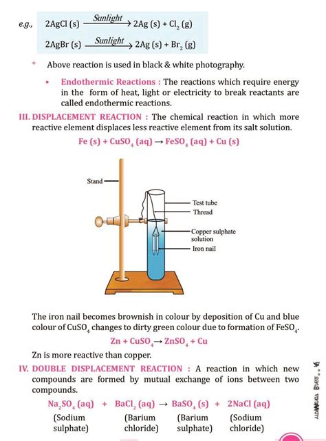 Class Science Chemical Reactions And Equations Notes Important