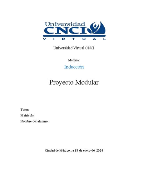 Proyecto Modular Induccion 1 Universidad Virtual CNCI Materia