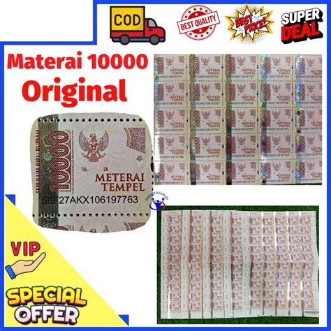 Jual Materai Asli Pos Indonesia Matrai Asli Meterai