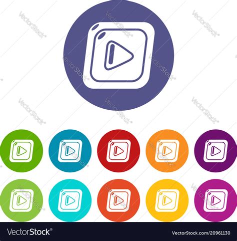 Video icons set color Royalty Free Vector Image