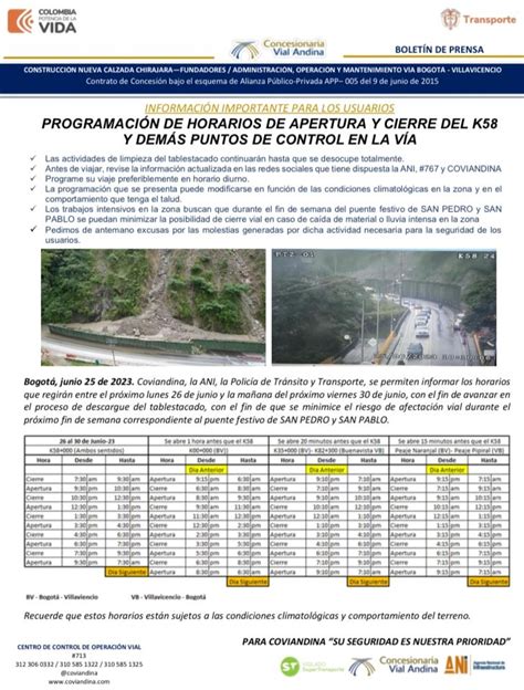 Coviandina On Twitter Bolet N De Prensa Programaci N De Horarios De