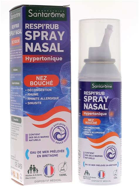 Spray nasal hypertonique Respi rub nez bouché Santarome décongestion