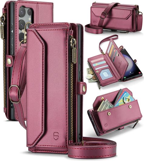 Strapurs Crossbody Wallet Case Compatible With Samsung Galaxy S23 Ultra 5g Rfid