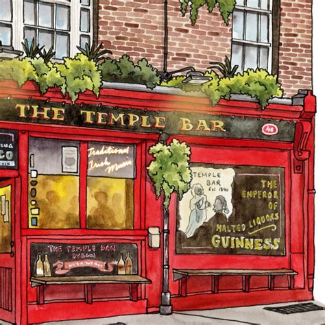 The Temple Bar Pub Of Dublin Watercolour Art Print Andie Etsy