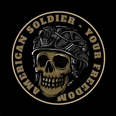 Ilustra O Do Logotipo Do Capacete Do Ex Rcito Do Cr Nio Do Soldado