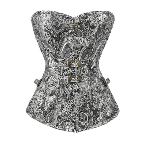 Wechery Corset Vintage Pour Femme Bustier Argenté Sexy Steampunk