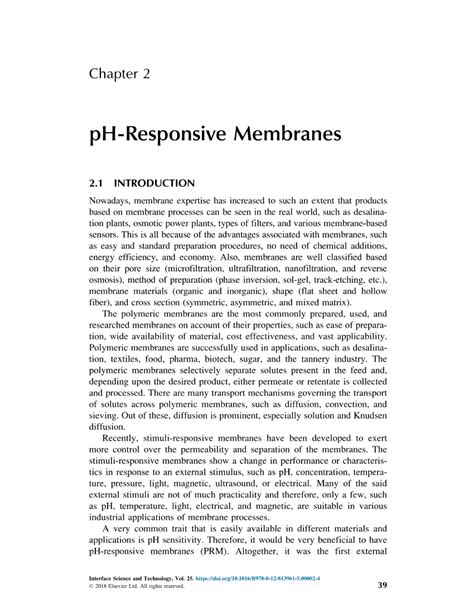 Pdf Ph Responsive Membranes