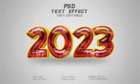 Año Nuevo 2023 Archivo Psd De Estilo De Efecto De Texto Editable En 3d