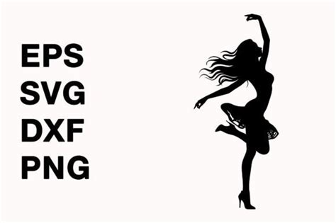 Dancing Girl Black Silhouette Svg Vector Graphic By Graphicyes · Creative Fabrica