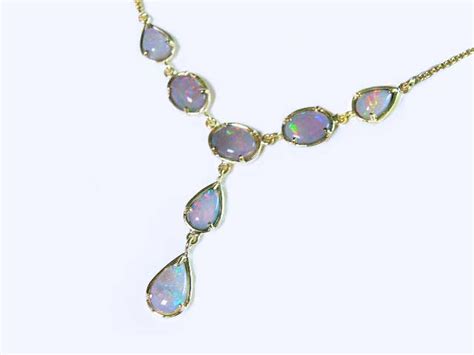 3.94 ct Solid Australian Opal Necklace Handcrafted in Solid 14K Yellow