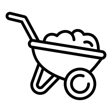 Gardening Ground Wheelbarrow Icon Outline Style Vector Art At