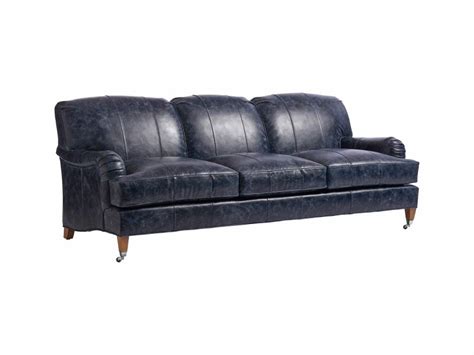 Ll5110 33p Sydney Leather Sofa With Pewter Casters Barclay Butera