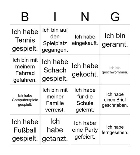 Was Hast Du Am Wochenende Gemacht Bingo Card