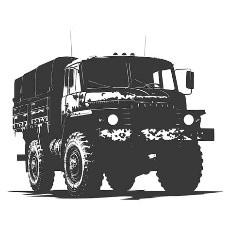 Premium Vector Silhouette Military Truck Black Color Only