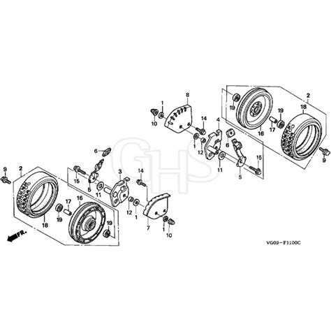 Honda HRH536K4 QXEH MZBU 8300001 Front Wheel Diagram GHS